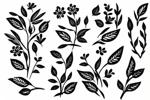 Branch with flowers and blades tattoo idea