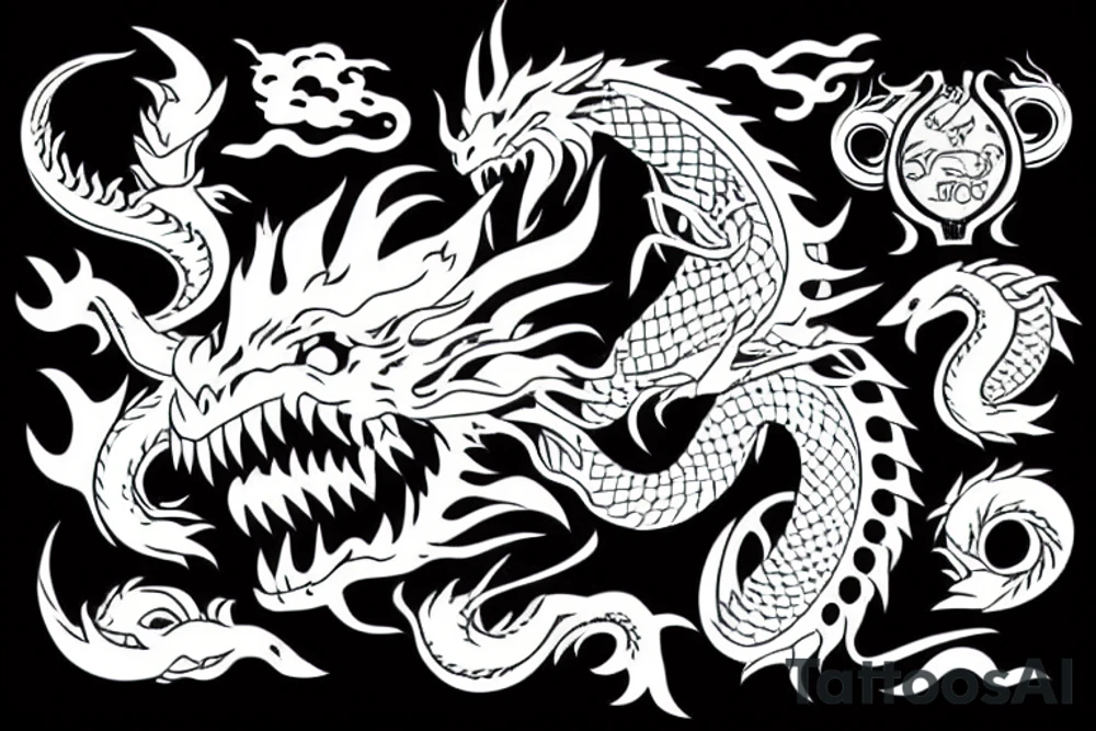 Dragon with fire out of the mouth tattoo idea