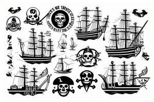 One big pirate ship in water tattoo idea