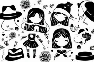 Little fine doll with a hat tattoo idea