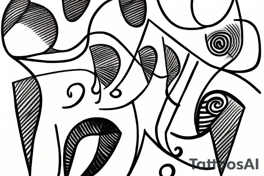 Picasso simple lines art tattoo idea