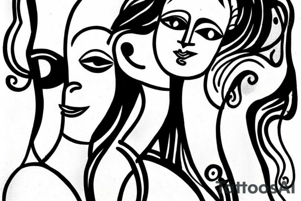 Picasso woman art tattoo idea
