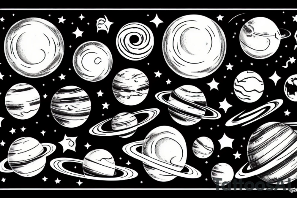 black hole with planets tattoo idea