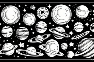 black hole with planets tattoo idea