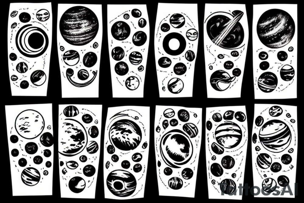black hole with planets tattoo idea