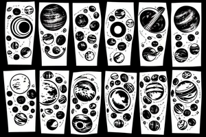 black hole with planets tattoo idea