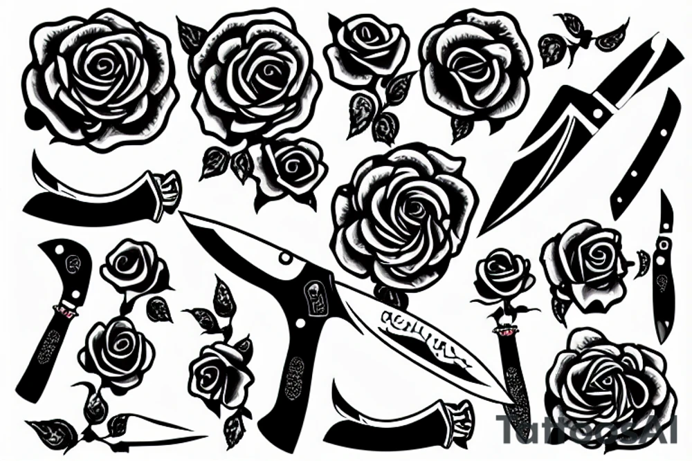 Knife in a rose tattoo idea