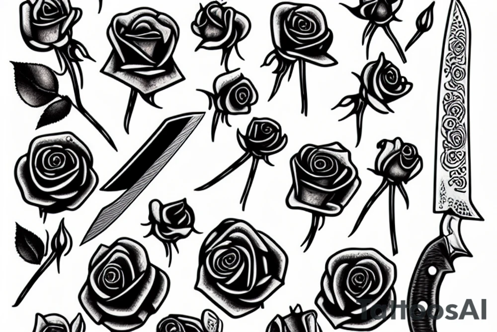 Knife in a rose tattoo idea