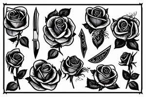 Traditionel Knife in a rose tattoo idea