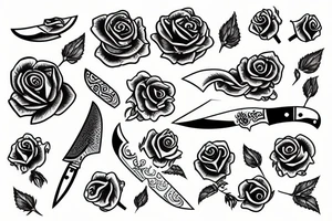 Traditionel Knife in a rose tattoo idea