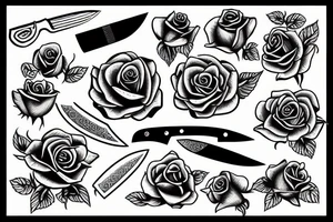 Traditionel Knife in a rose tattoo idea