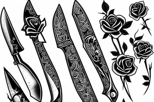 Old School knife in a rose tattoo idea