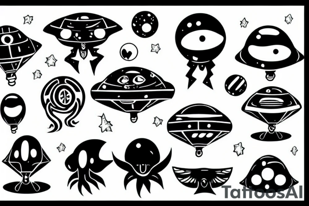 Ufo with a alien tattoo idea