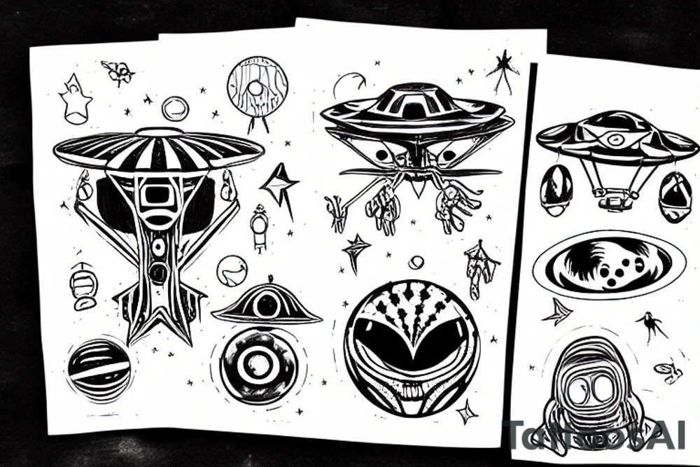 Ufo with a alien tattoo idea