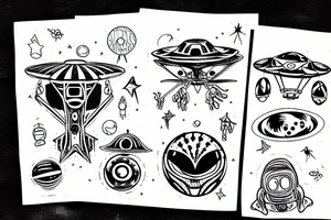 Ufo with a alien tattoo idea