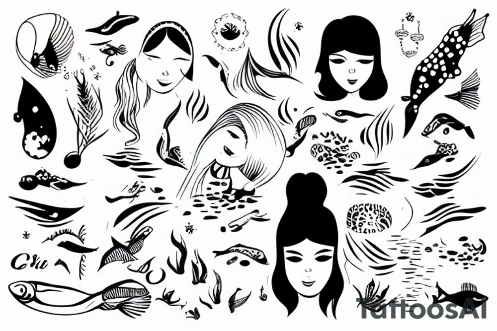 girl swimming tattoo idea