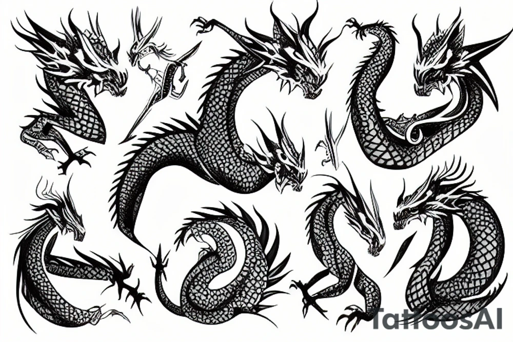 geometric dragon tattoo idea