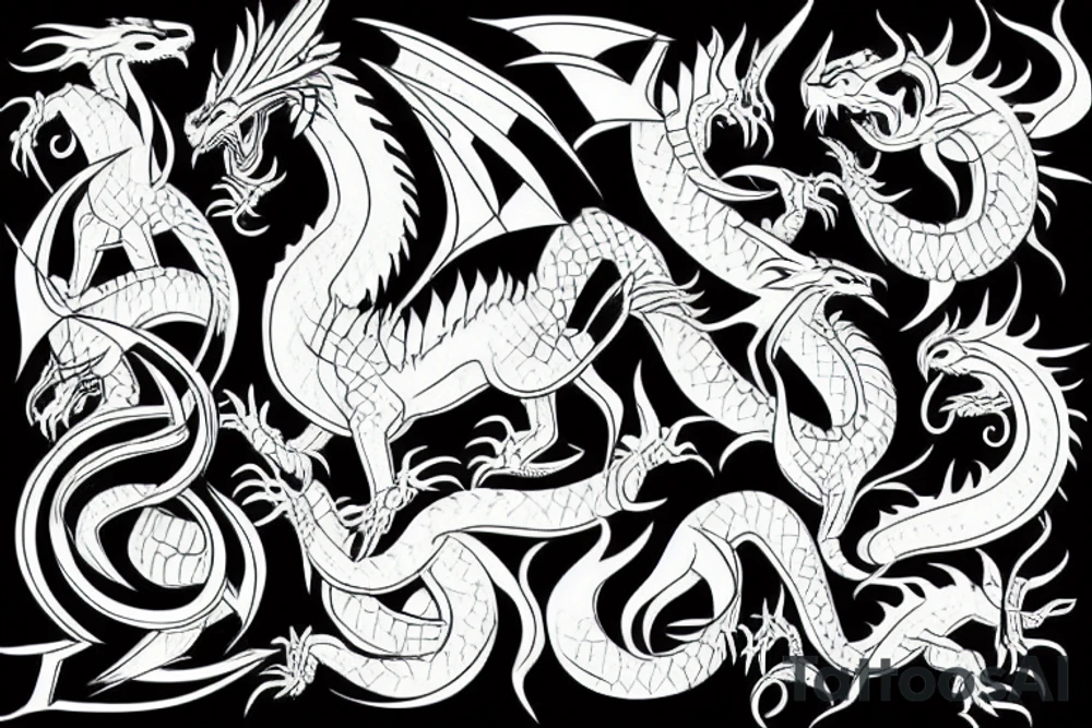 geometric dragon tattoo idea