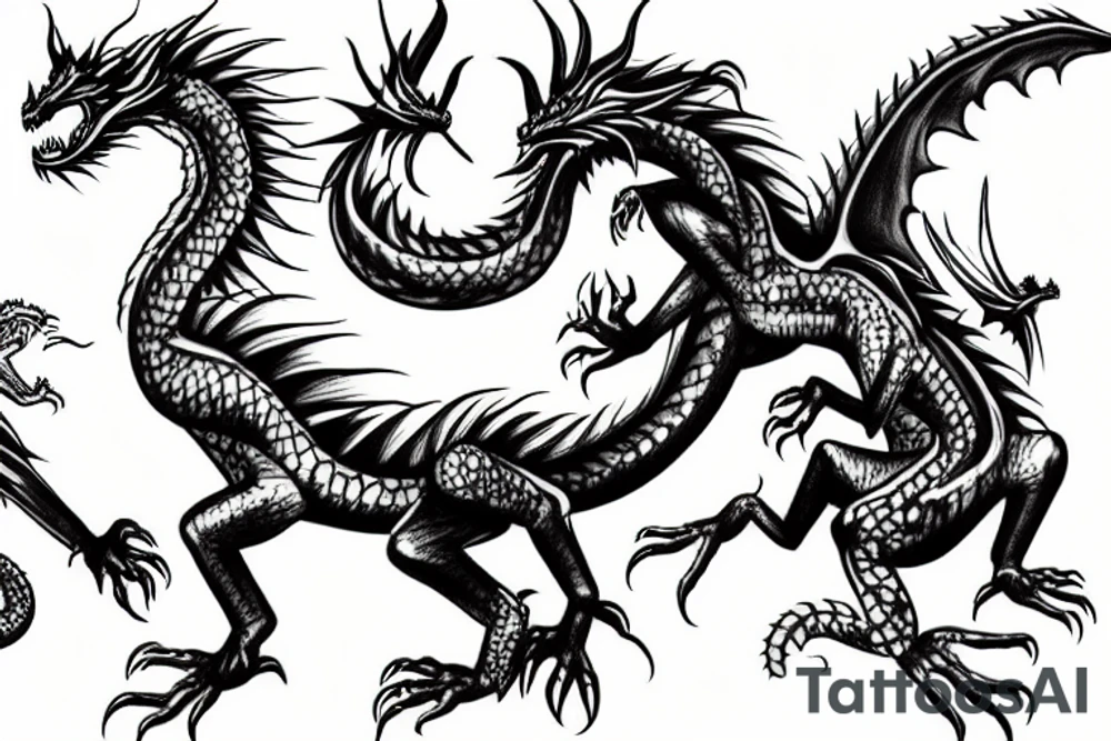 epic two-headed dragon tattoo idea