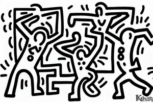 black and white keith haring art pieces tattoo idea