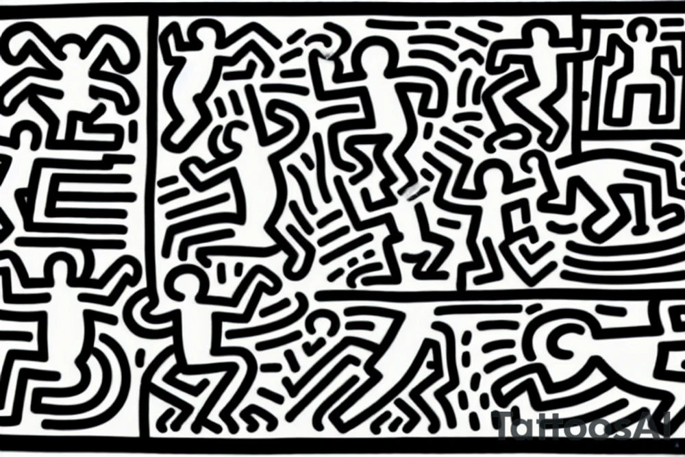 black and white keith haring art pieces tattoo idea