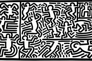 black and white keith haring art pieces tattoo idea