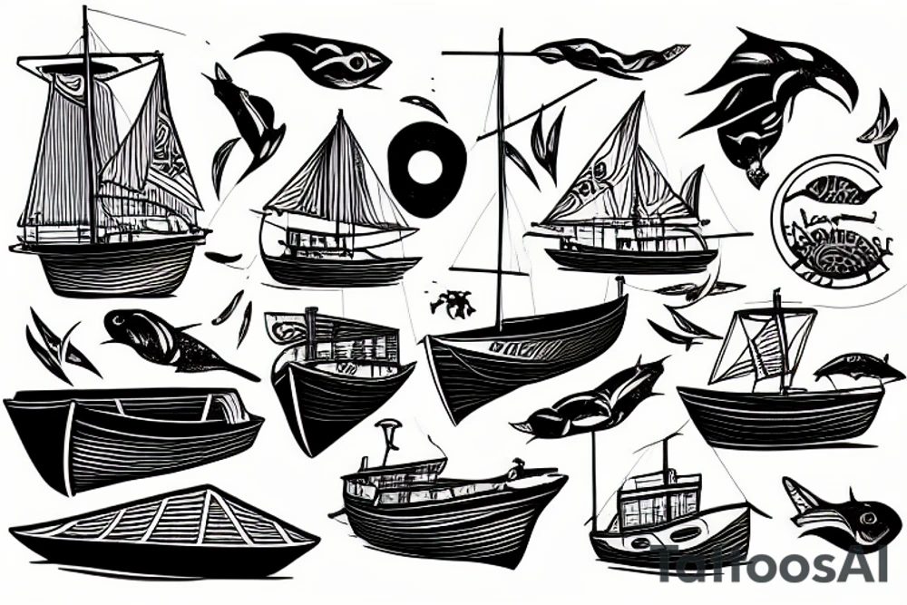 a boat with a fisher tattoo idea