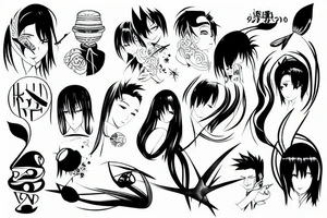 something unusual, with smooth curved or simple lines, anime tattoo idea