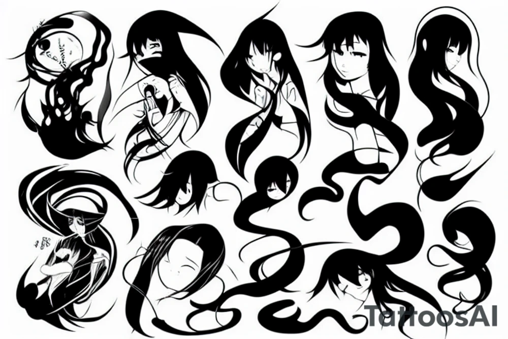 something unusual, with smooth curved or simple lines, anime tattoo idea