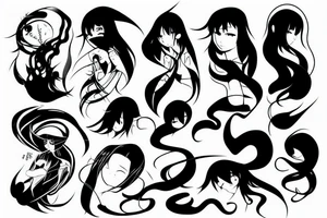 something unusual, with smooth curved or simple lines, anime tattoo idea