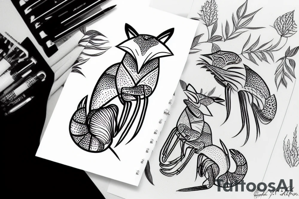 Lobster fox tattoo idea