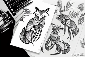 Lobster fox tattoo idea