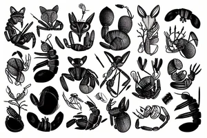 fox lobster tattoo idea