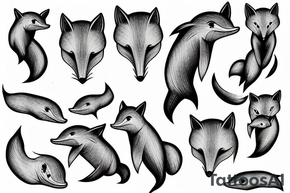 fox dolphin tattoo idea