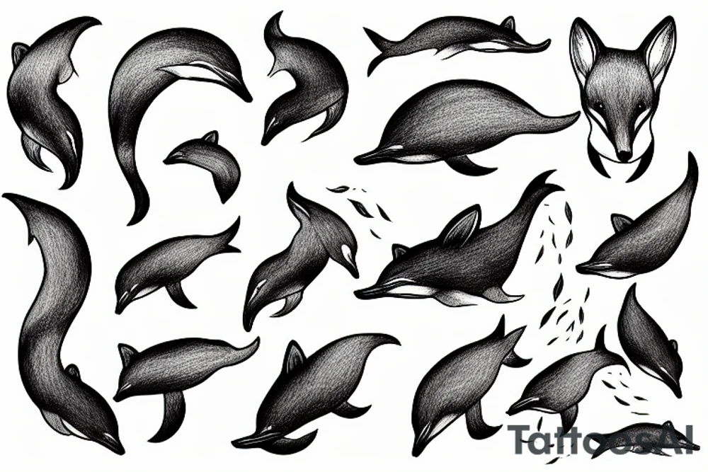 fox dolphin tattoo idea