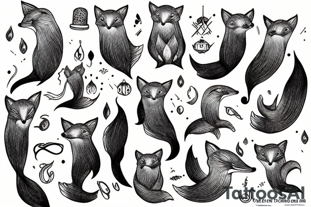 fox dolphin tattoo idea