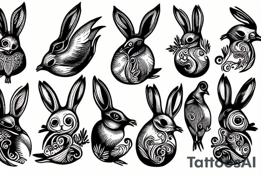 seagull bunny tattoo idea
