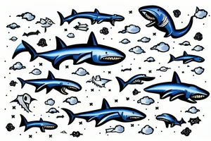 robot shark in the sky tattoo idea