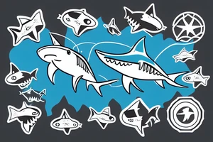 robot shark swimming in the sky, realistic tattoo idea