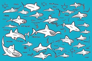robot shark swimming in the sky, realistic tattoo idea