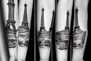 french girl next to the eiffel tower tattoo idea