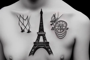 french girl next to the eiffel tower tattoo idea