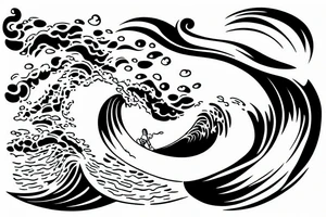 girl surfing a wave tattoo idea
