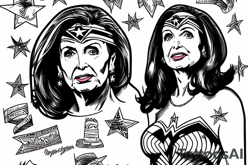 Wonder Woman Nancy Pelosi ripping paper tattoo idea