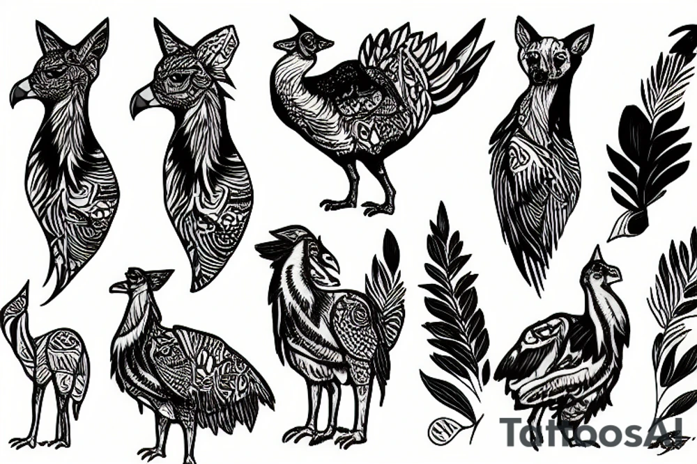 wild turkey coyote tattoo idea