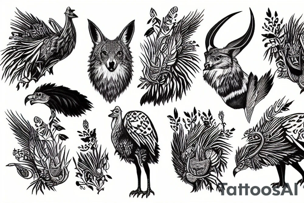 wild turkey coyote tattoo idea