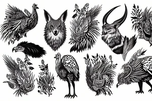wild turkey coyote tattoo idea