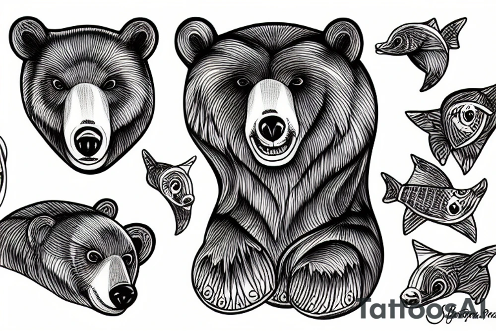 bear dolphin tattoo idea