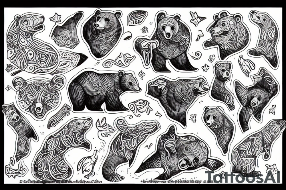 bear dolphin tattoo idea