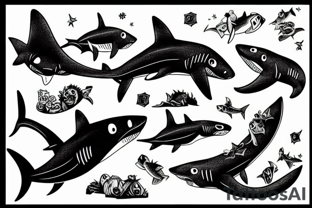 shark bear tattoo idea